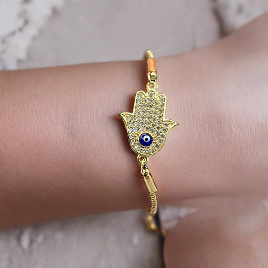 Hamsa adjustable gold bracelet